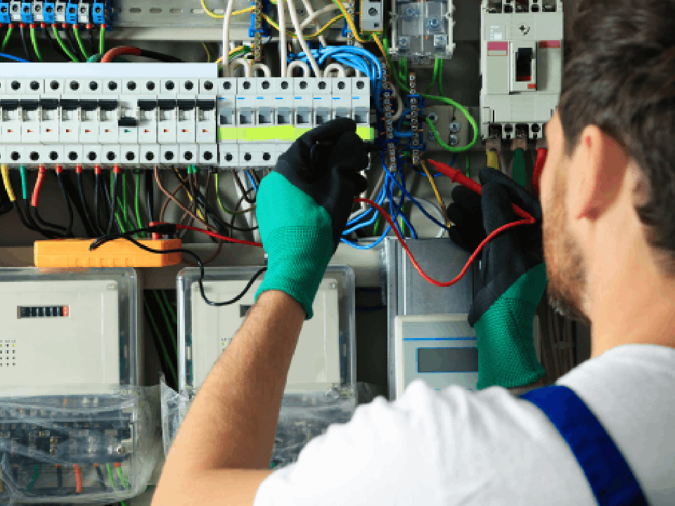 Technician performing electrical work